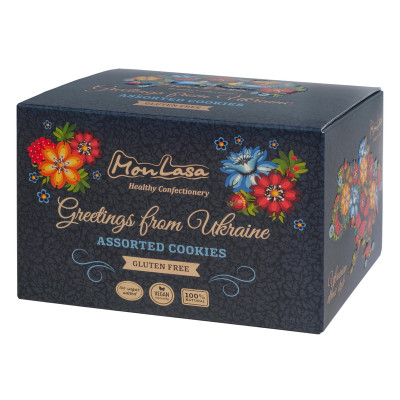 MonLasa - Gift set of gluten-free craft cookies “Greetings from Ukraine” in the style of Petrykivka without added sugar