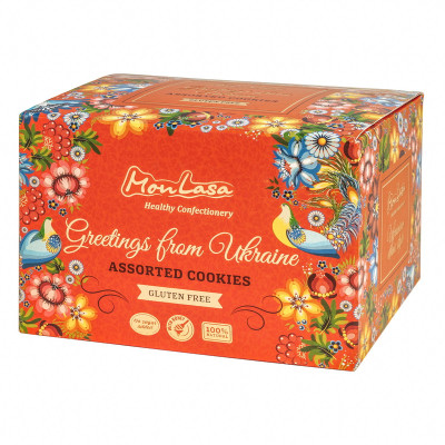 MonLasa - Gift set of gluten-free craft cookies “Petrykivka painting” without added sugar