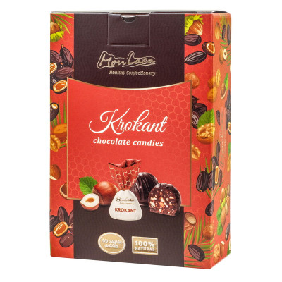 MonLasa - Chocolate Candies Krokant date, hazelnut, walnut 100g