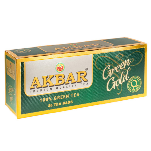 Чай зелений китайський дрібнолистовий AKBAR GREEN GOLD 25х1,5г в пакетиках