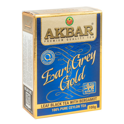 Ceylon medium-leaf black tea with bergamot AKBAR EARL GREY GOLD 100g 