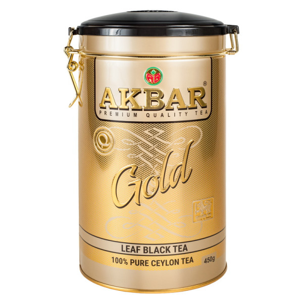 Чай чорний цейлонський листовий AKBAR GOLD жерстяна банка 450г