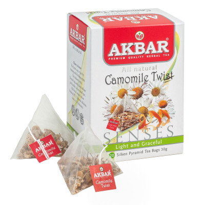 Чай трав'яний ромашка, календула та апельсин в пірамідках AKBAR «CAMOMILE TWIST» 20х1,5 г