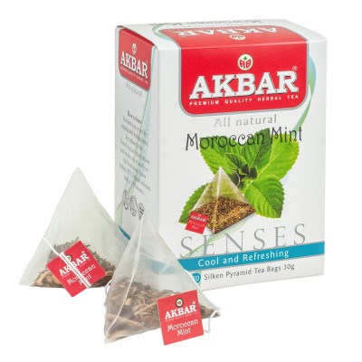 Чай трав'яний марокканська м`ята, кориця та шипшина в пірамідках AKBAR «MOROCCAN MINT» 20х1,5 г